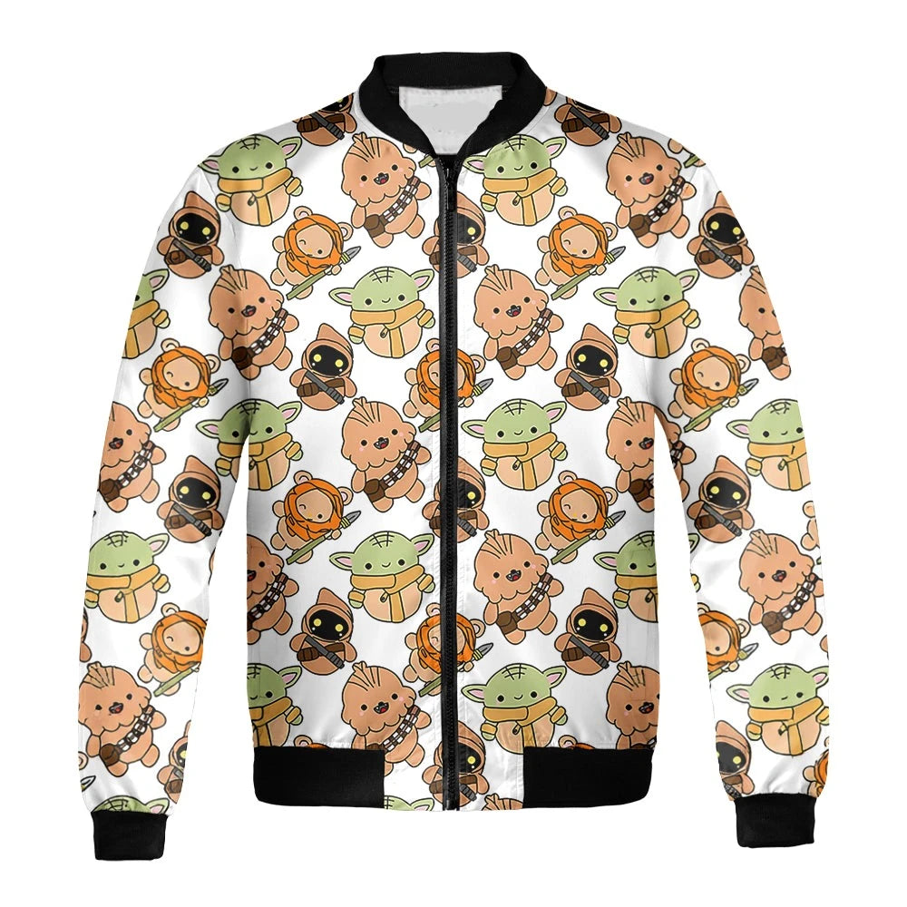 Star Wars Bomber Jacket Baby Grogu Chewbacca Pattern Bomber Colorful Unisex Jacket Jacket