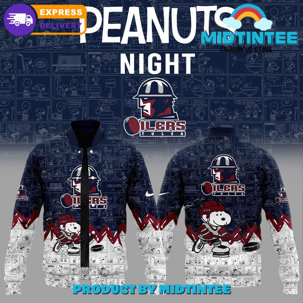Peanuts Night Oilers Tulsa Bomber Jacket - Limited Edition, Fast Shipping!