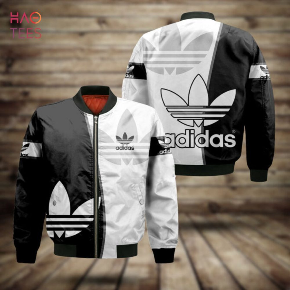 Stylish Black &amp; White Adidas Bomber Jacket - Trendy Streetwear For Men &amp; Women