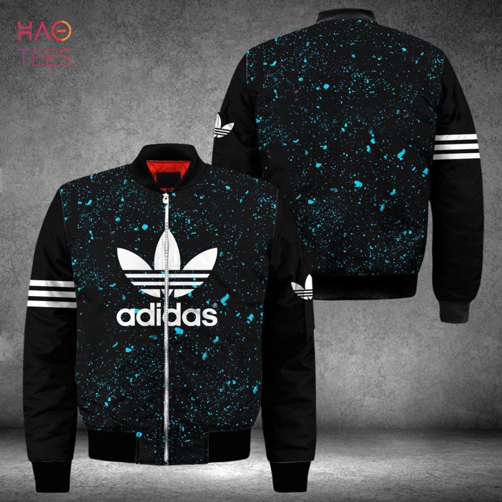 Stylish Black &amp; Blue Splatter Bomber Jacket - Trendy Streetwear With Iconic Logo