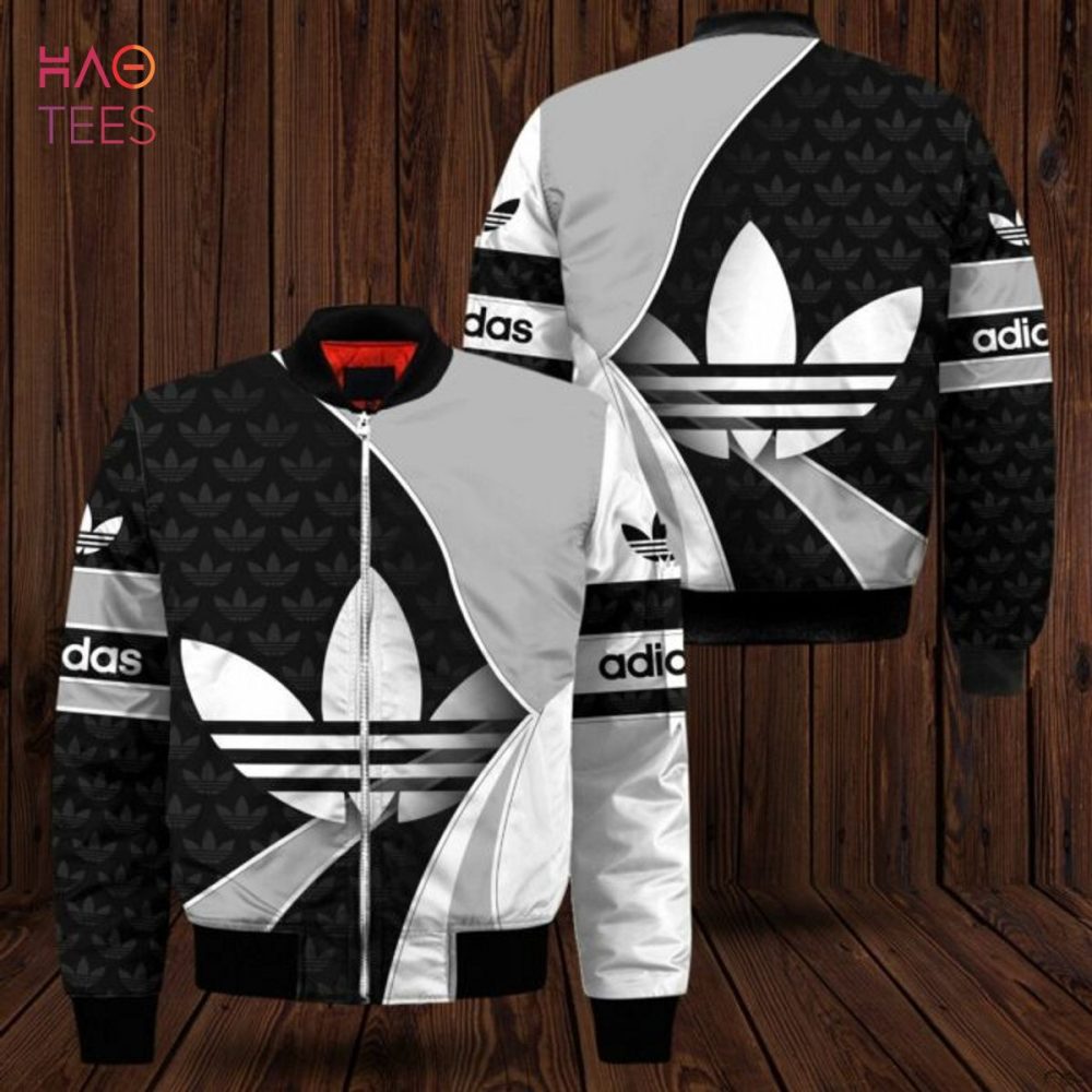 Stylish Black &amp; White Adidas Bomber Jacket - Men'S Trendy Varsity Outerwear