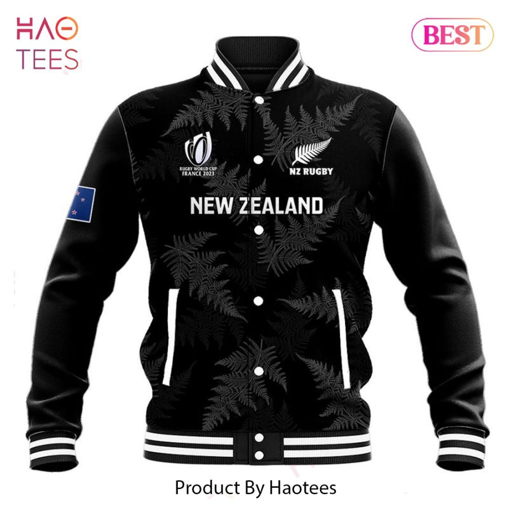New Zealand Rugby World Cup 2023 Jacket - Unisex Varsity Style, Black &amp; White, Limited Edition