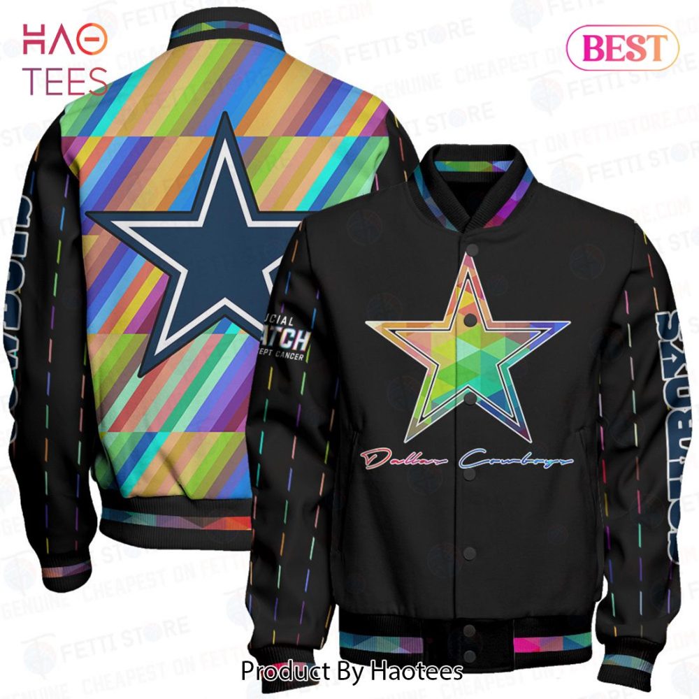 Vibrant Star Pattern Varsity Jacket - Unisex Rainbow Bomber, Perfect Gift For Dallas Fans
