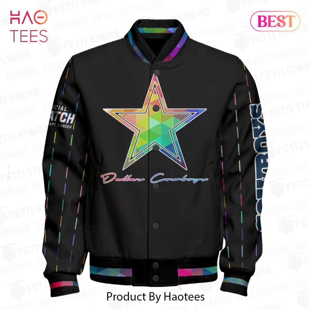 Vibrant Star Pattern Varsity Jacket - Unisex Rainbow Bomber, Perfect Gift For Dallas Fans