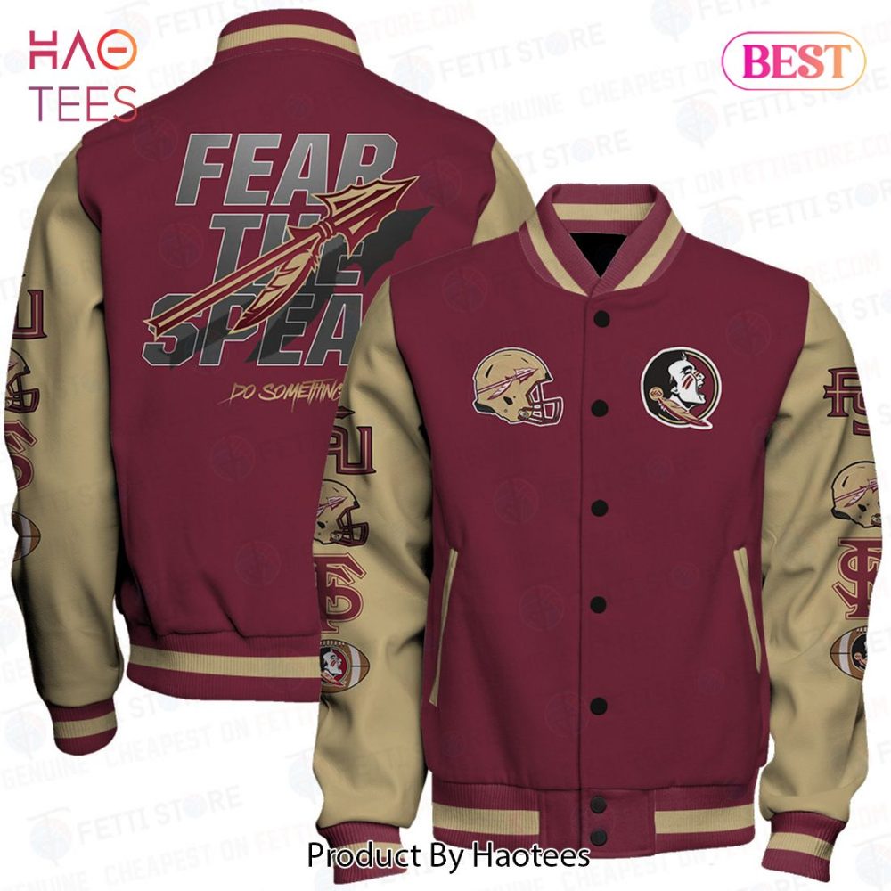Fear The Spear Varsity Jacket - Stylish Maroon &amp; Beige Design For Fans