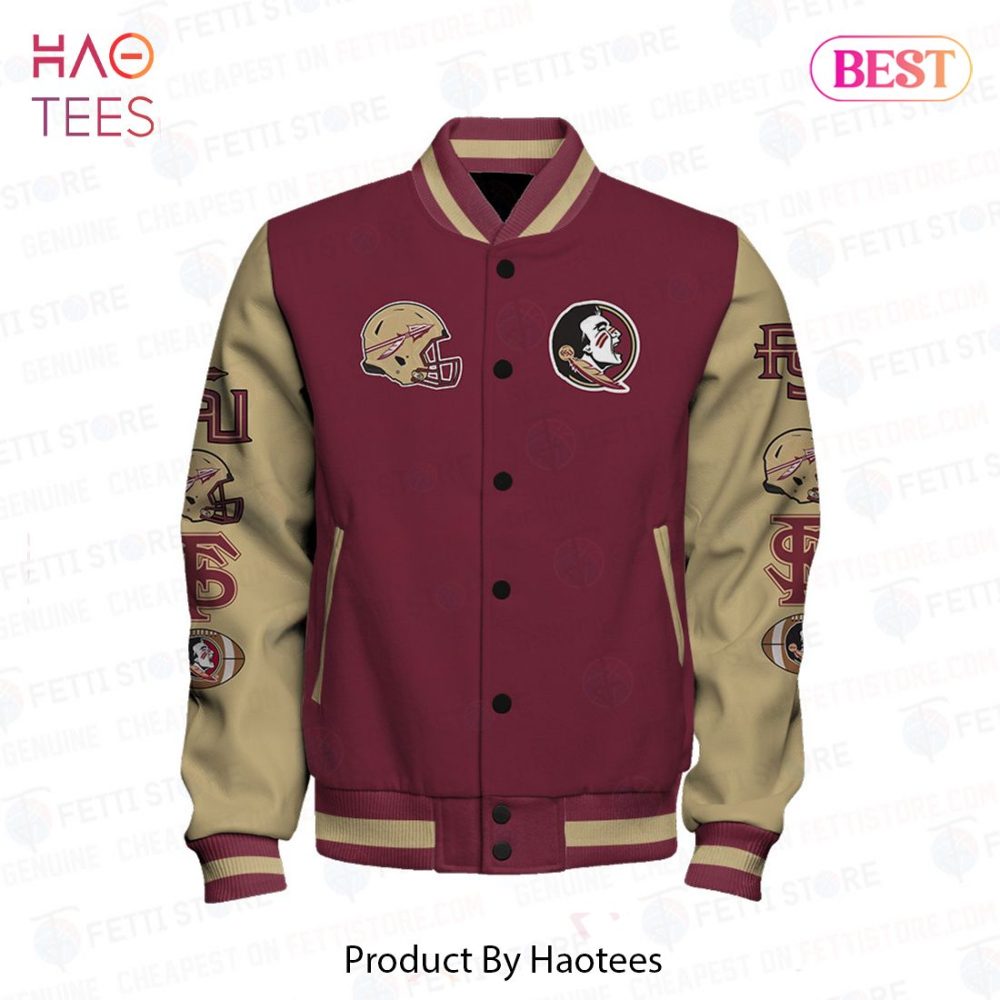 Fear The Spear Varsity Jacket - Stylish Maroon &amp; Beige Design For Fans