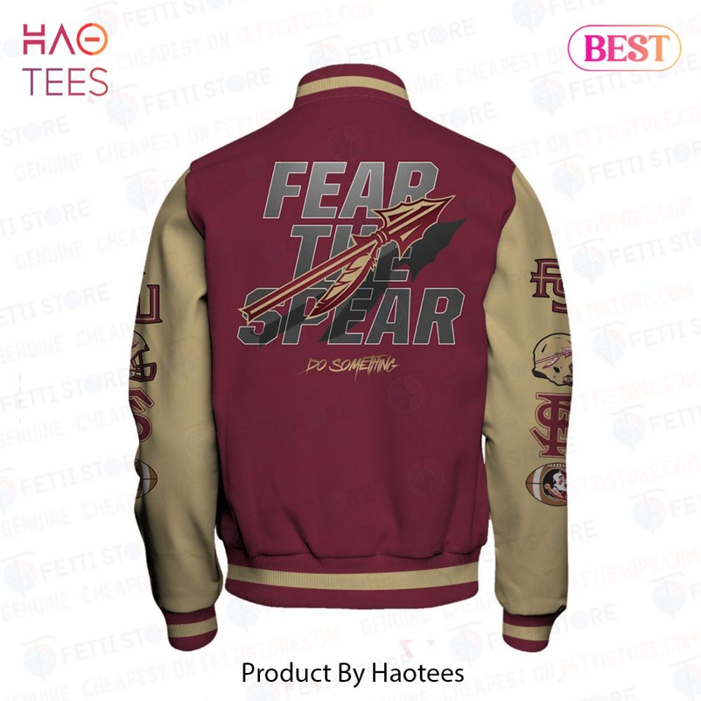 Fear The Spear Varsity Jacket - Stylish Maroon &amp; Beige Design For Fans