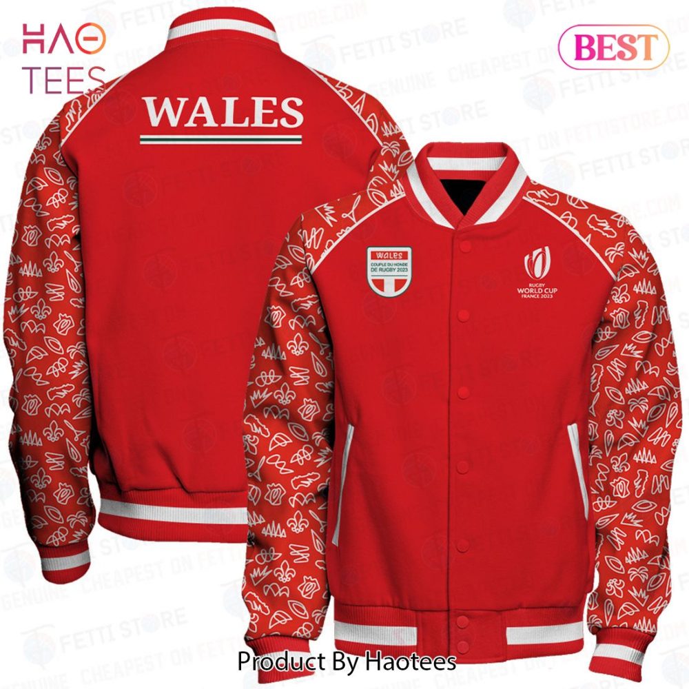 Limited Edition Wales Rugby World Cup 2023 Varsity Jacket - Unisex Red Bomber By Haotees