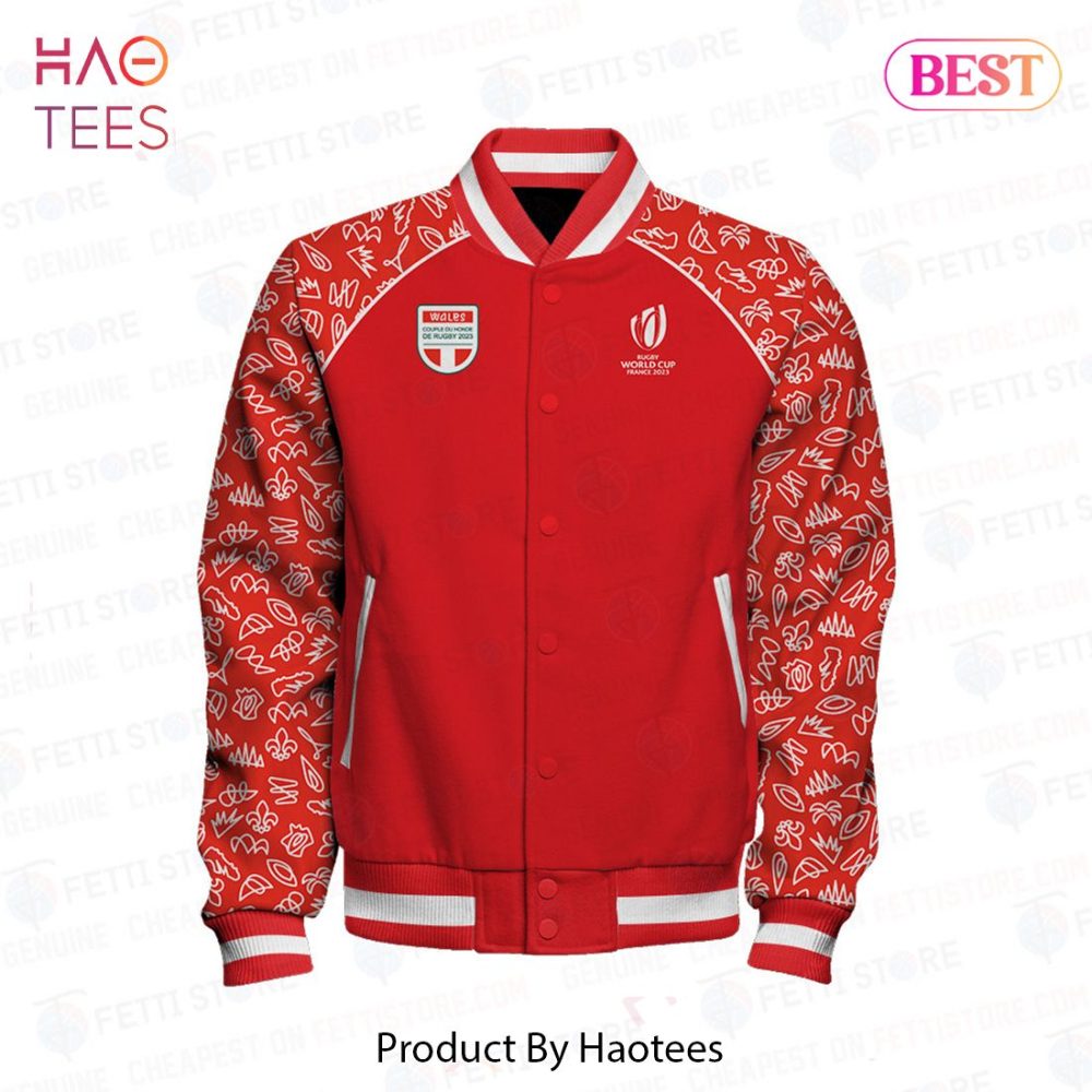 Limited Edition Wales Rugby World Cup 2023 Varsity Jacket - Unisex Red Bomber By Haotees