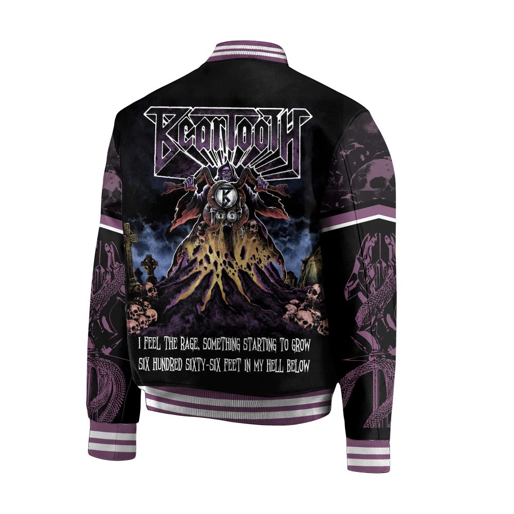 Men'S Gothic Graphic Varsity Jacket - Bold Black &amp; Purple Streetwear