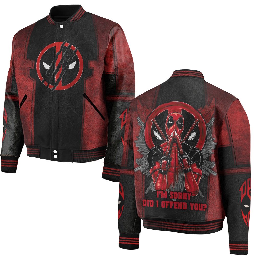 Stylish Red &amp; Black Graphic Bomber Jacket – Unleash Your Inner Hero!
