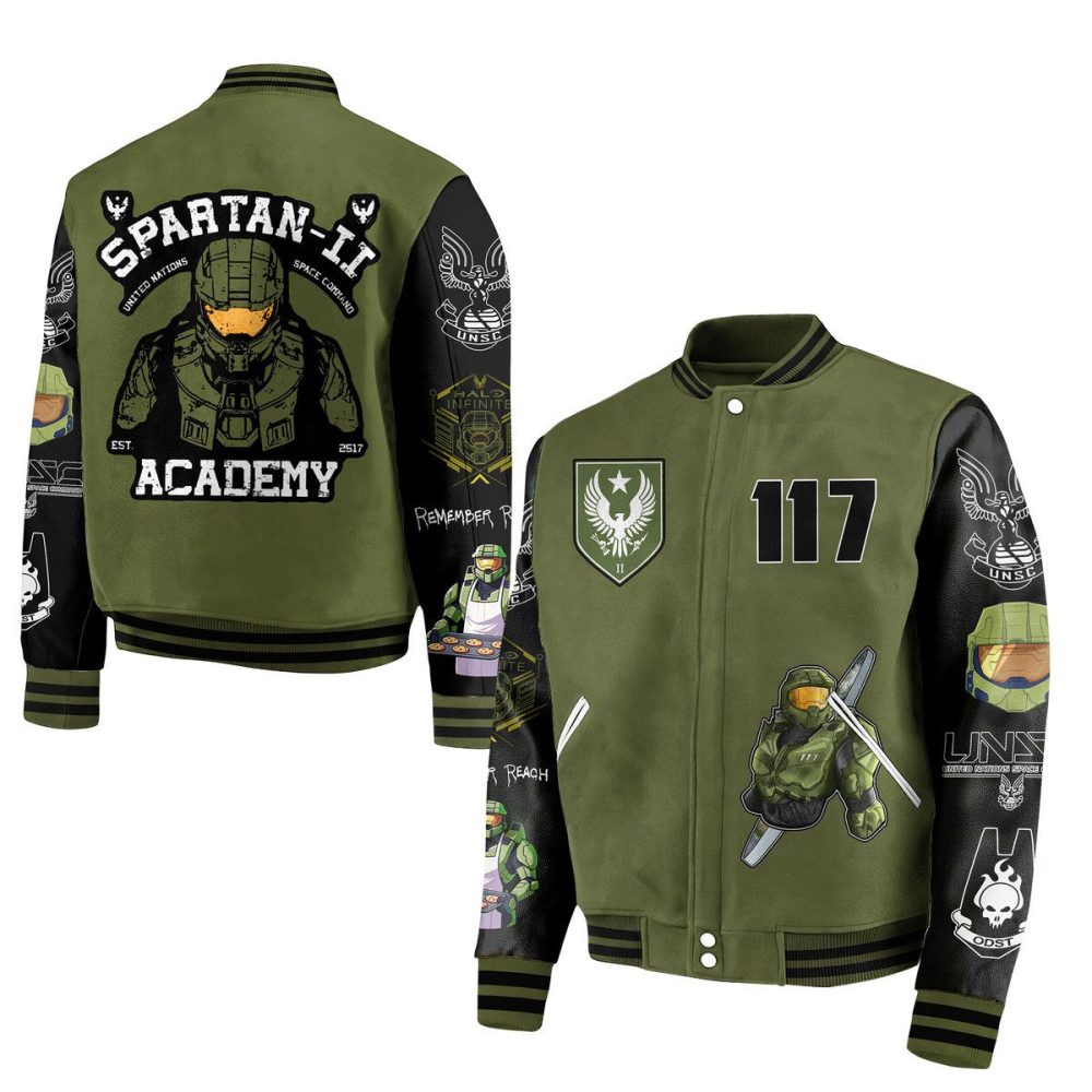 Epic Spartan Ii Academy Jacket - Master Chief Inspired Varsity Coat For Gamers