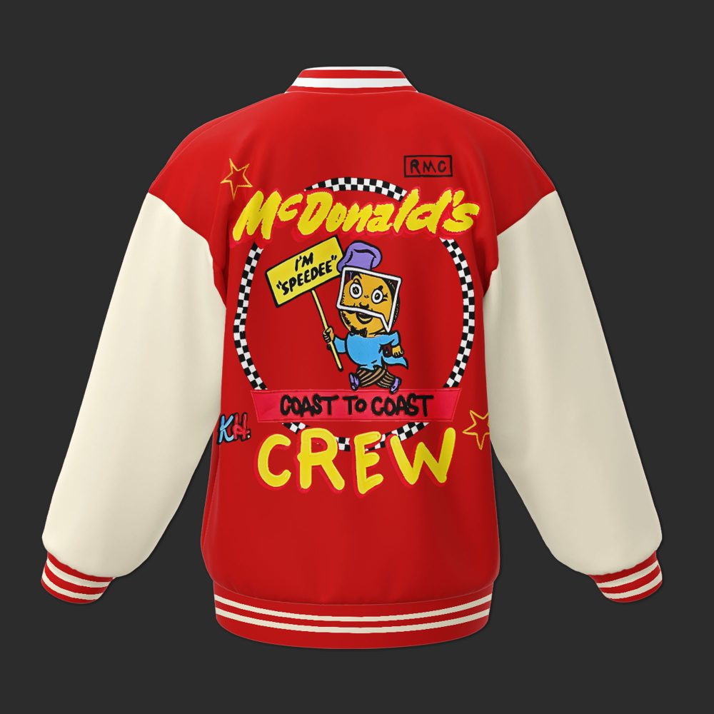 Vintage Mcdonald'S Crew Varsity Jacket - Retro Style, Iconic Red &amp; White Design
