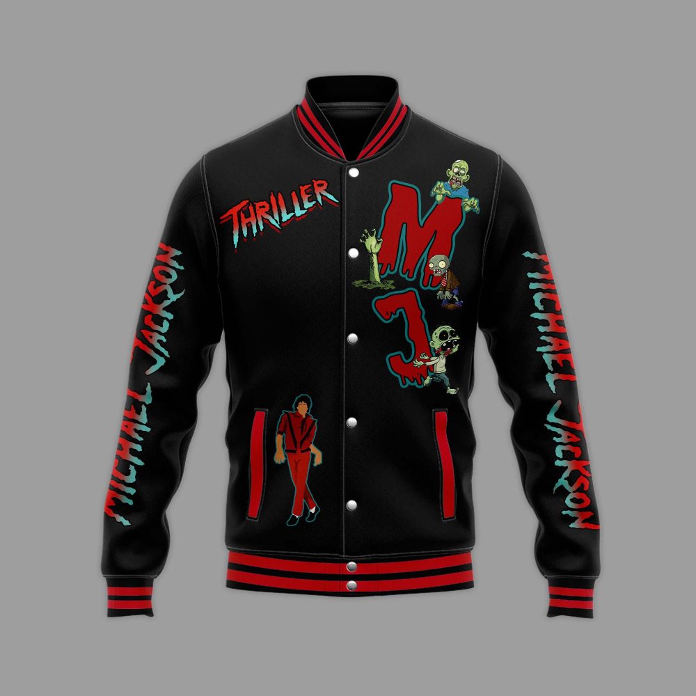 Thriller Night Michael Jackson Varsity Jacket - Iconic Zombie Design, Perfect Gift For Fans!