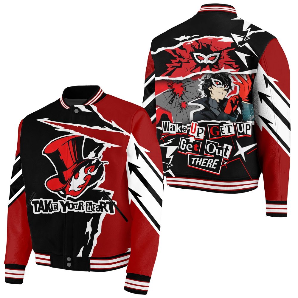 Stylish Anime Graphic Bomber Jacket - Bold Red &amp; Black Design For Fans