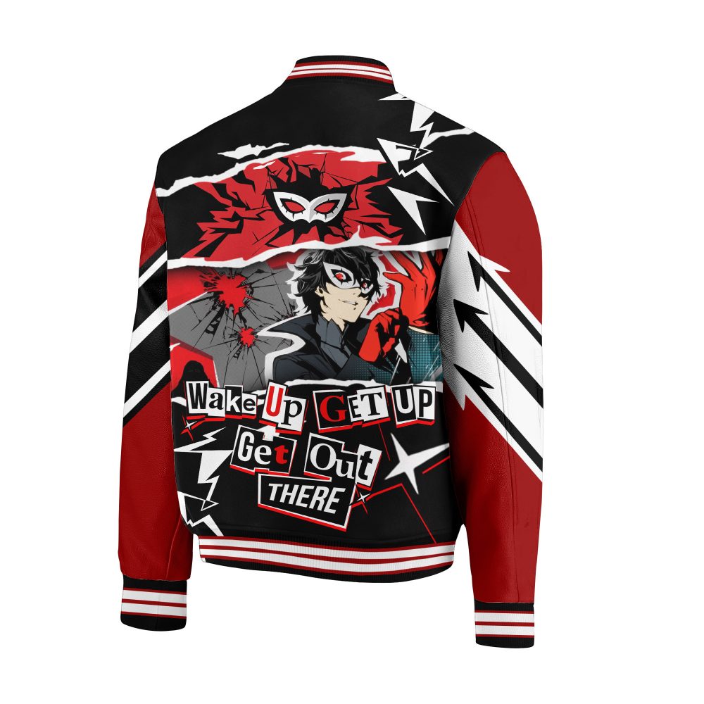Stylish Anime Graphic Bomber Jacket - Bold Red &amp; Black Design For Fans