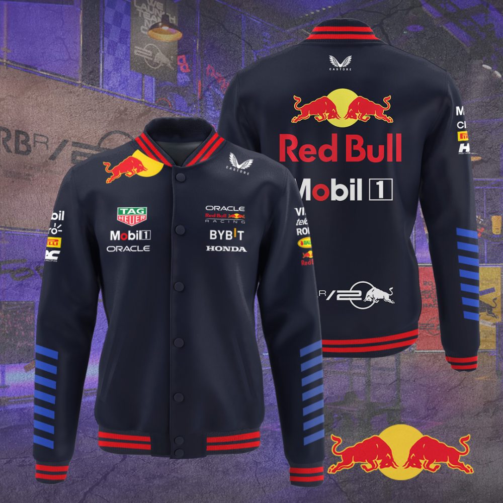 Red Bull Racing Team Jacket - Stylish, Official F1 Merchandise, Premium Quality, Men'S Bomber With Logos