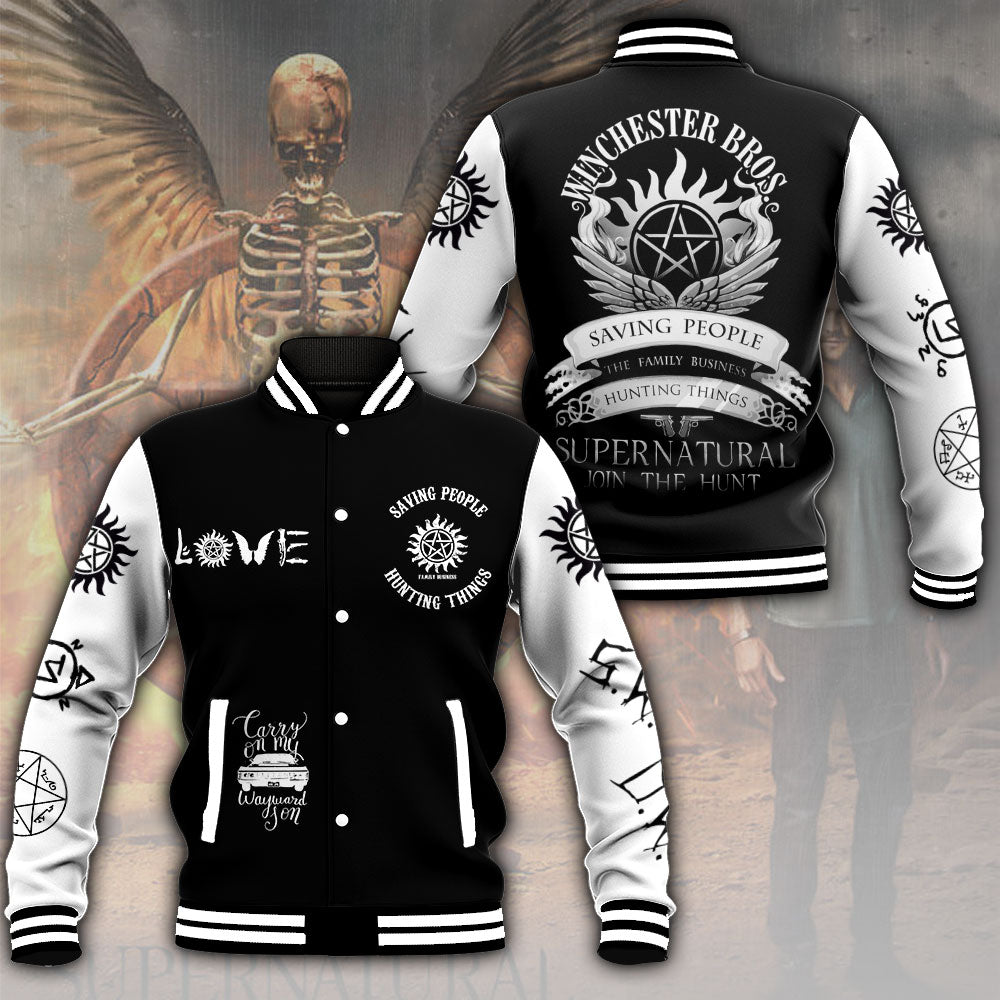 Supernatural Varsity Jacket - Winchester Bros Design, Stylish &amp; Cozy For Fans