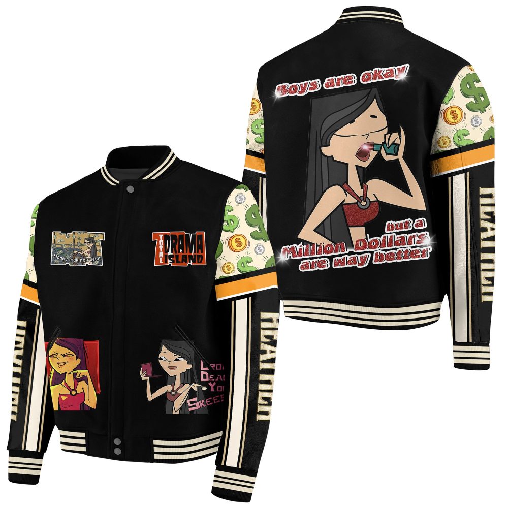Trendy Graphic Varsity Jacket - Bold Cartoon Design &amp; Fun Print For Casual Style