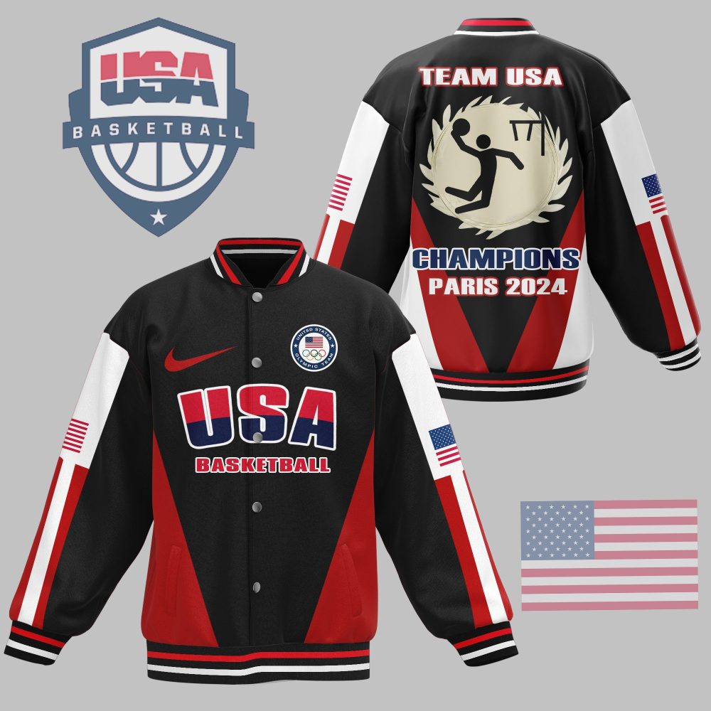 Limited Edition Team Usa Basketball Varsity Jacket - Paris 2024 Champions