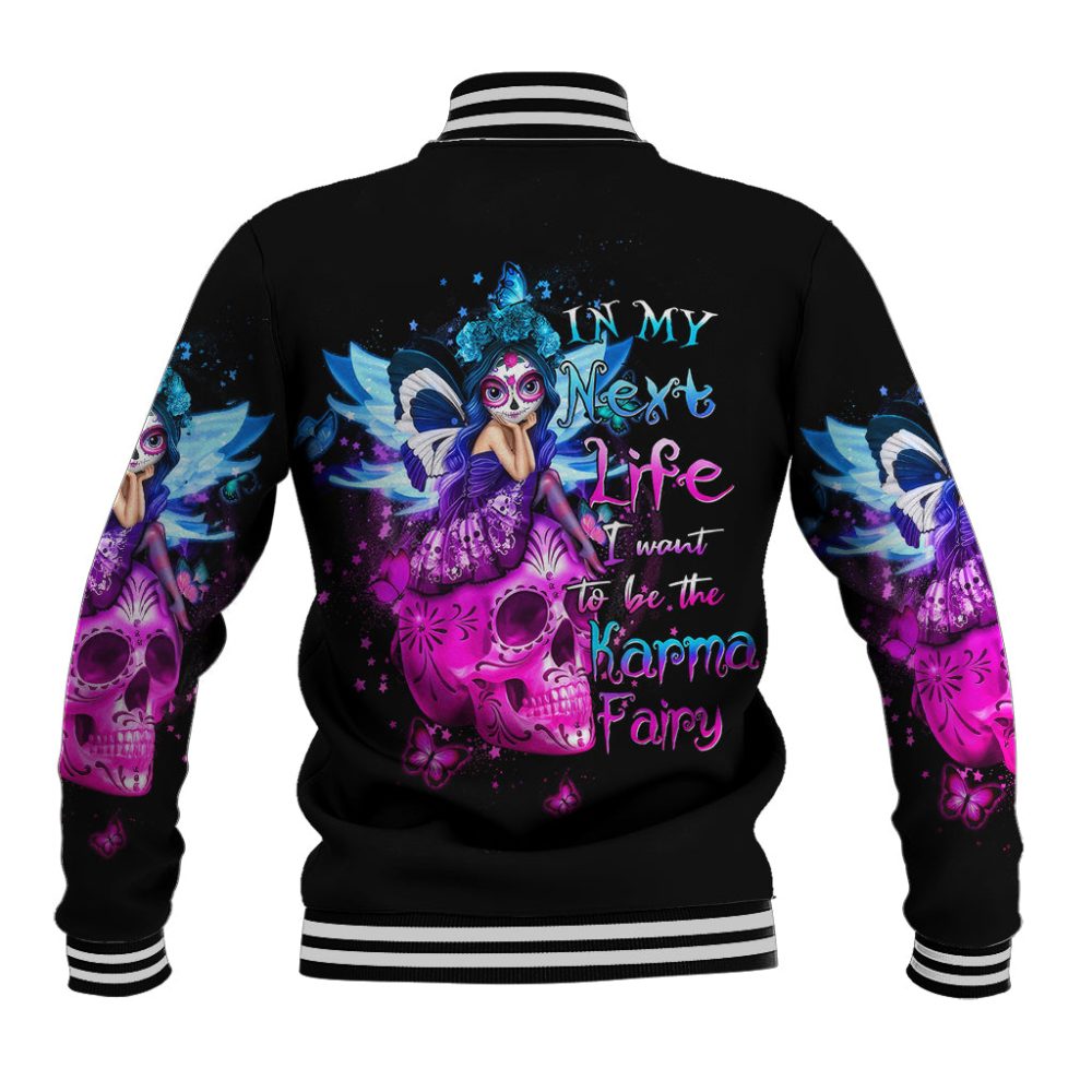 Tiny Fairy Skull Baseball Jacket My Next Life I Want To Be Karma Fairy Dt01
