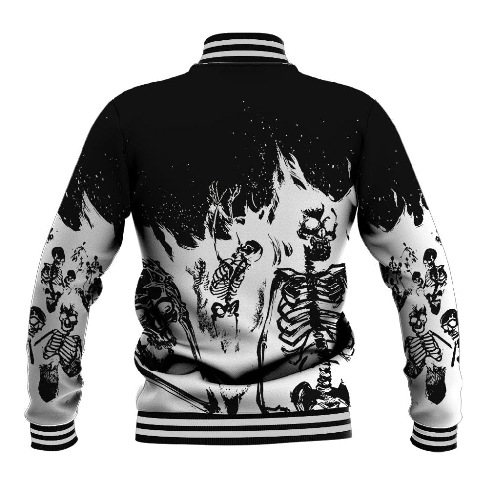 Fire Skull Baseball Jacket Scream In Fire Dt01
