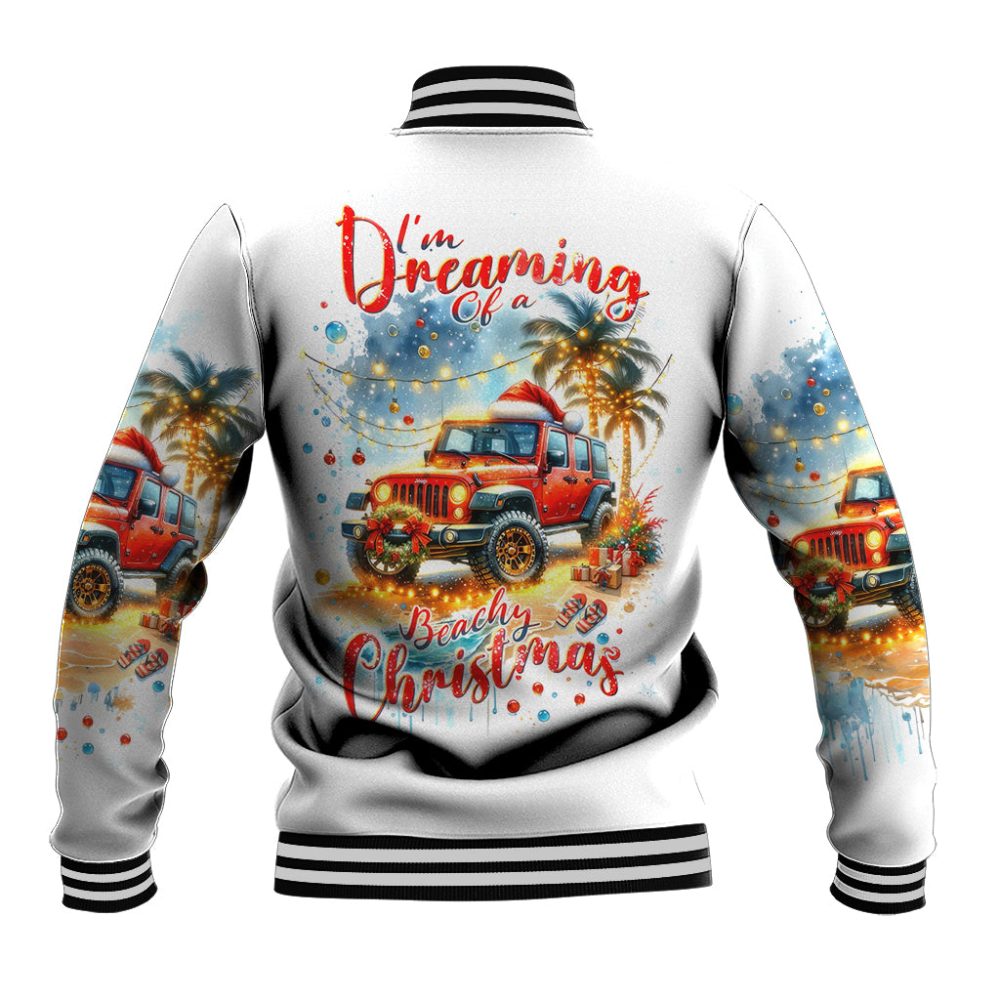 Christmas Beach Jeep Baseball Jacket I'M Dreaming Of A Beachy Christmas Dt01