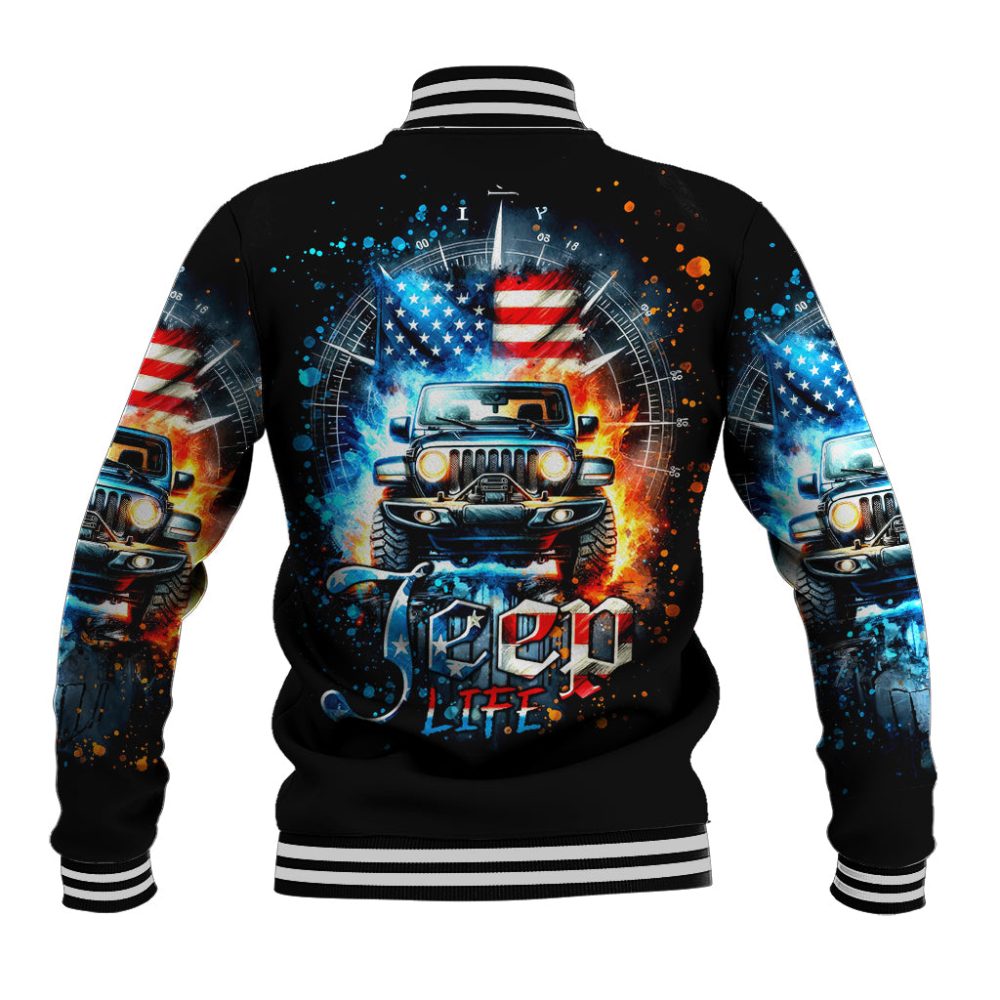 Fire Jeep Baseball Jacket American Jeep Life Dt01