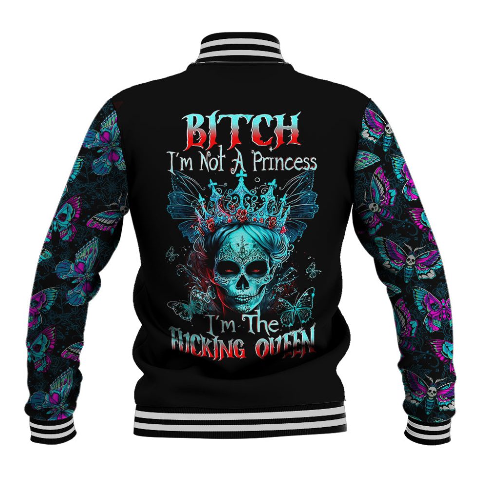 Da De Los Muertos Skull Baseball Jacket I'M Not A Princess I'M The Queen Dt01