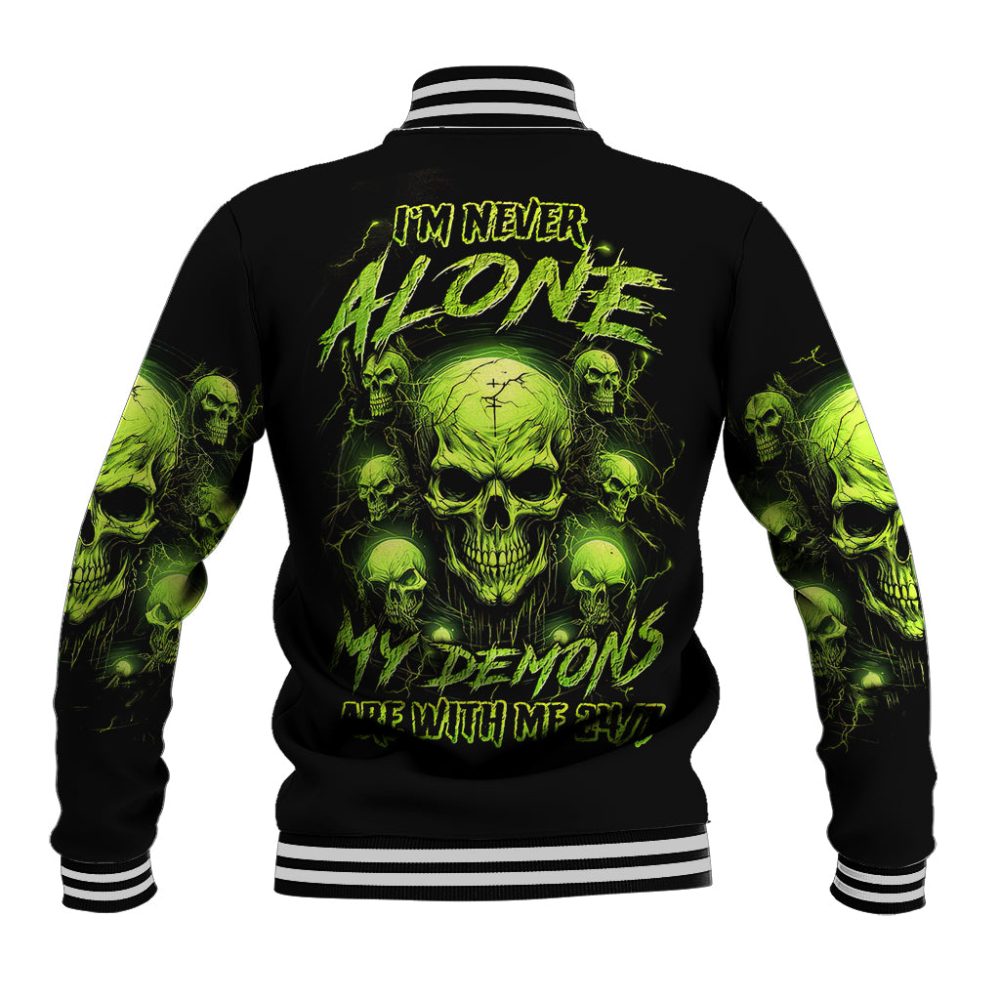 Thunder Skull Baseball Jacket Thunder Skull I Never Alone My Demon With Me 24/7 Dt01