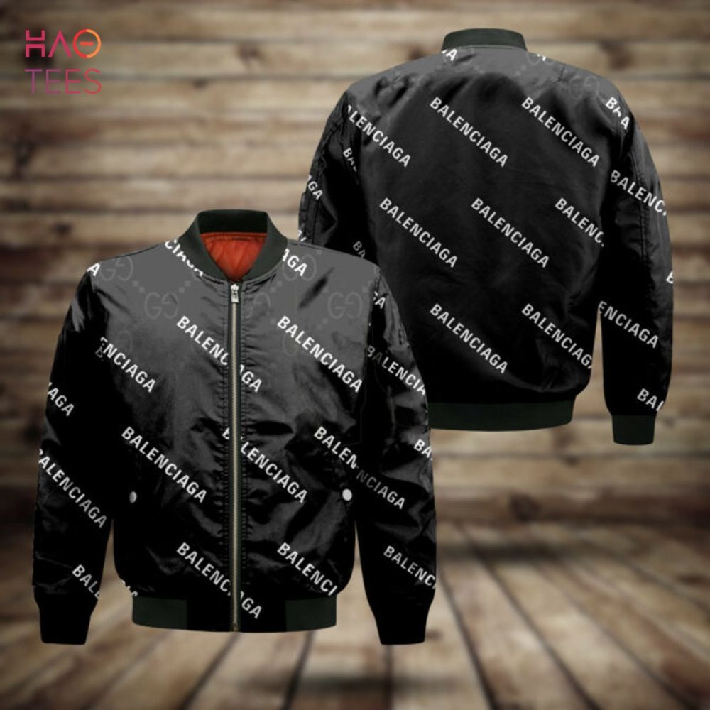 Stylish Black Designer Bomber Jacket - Trendy Logo Print, Unisex Fashion
