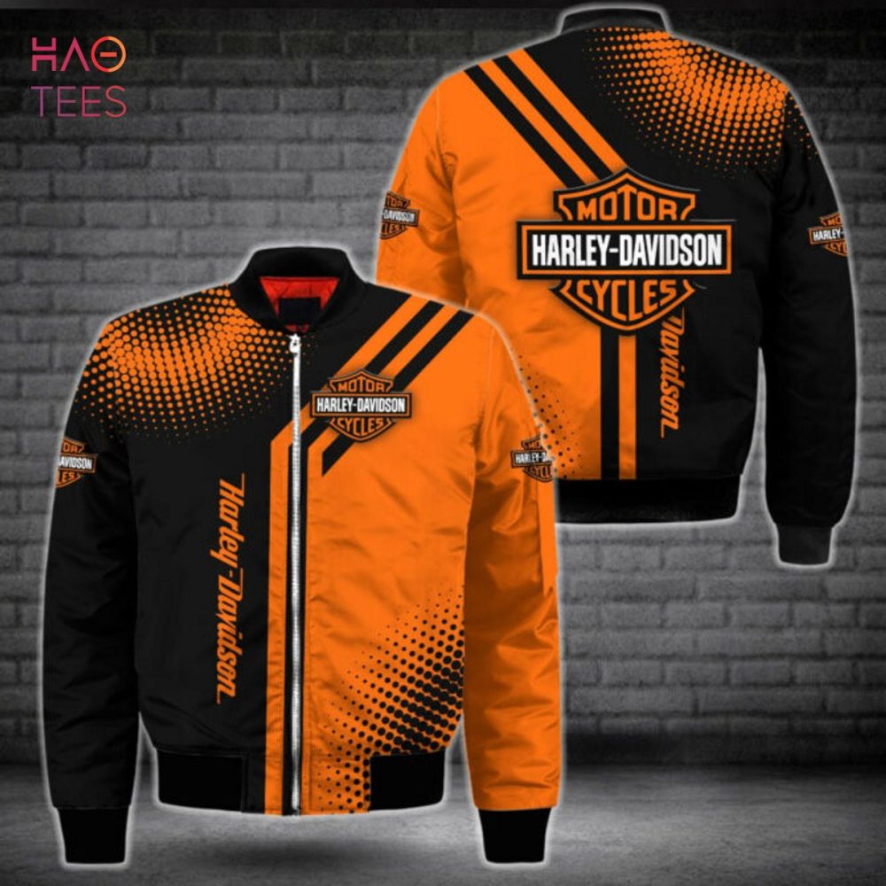 Harley-Davidson Men'S Orange &amp; Black Bomber Jacket - Stylish Motorcycle Gear