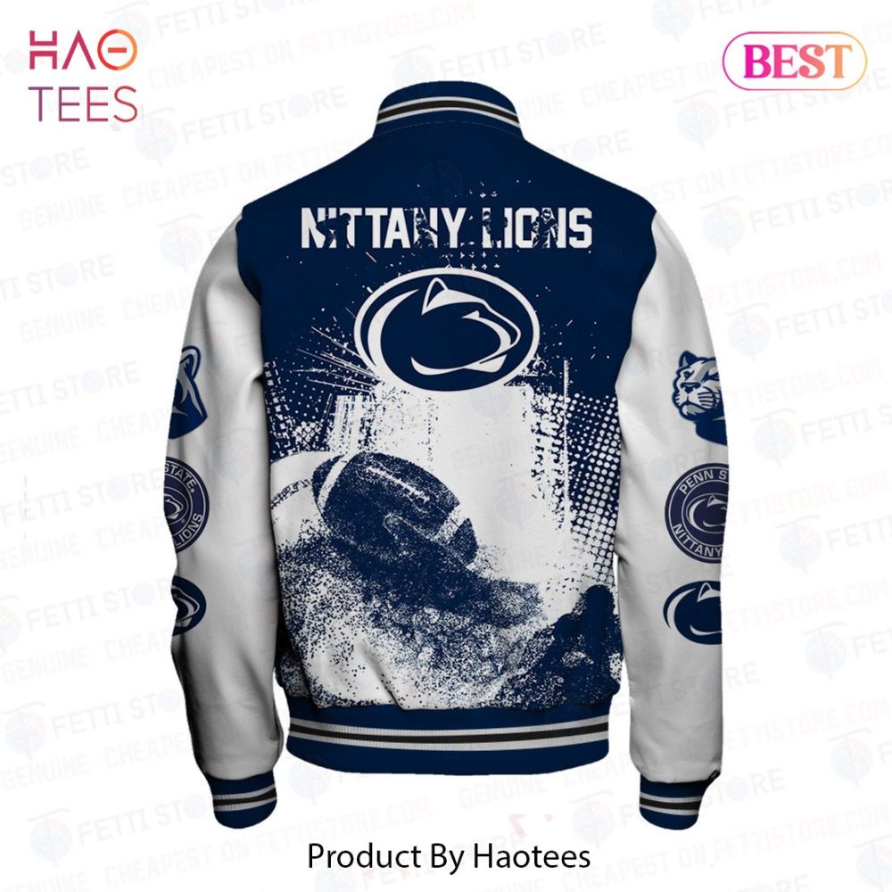 Nittany Lions Varsity Jacket – Stylish Blue &amp; White Football Design, Perfect Gift!