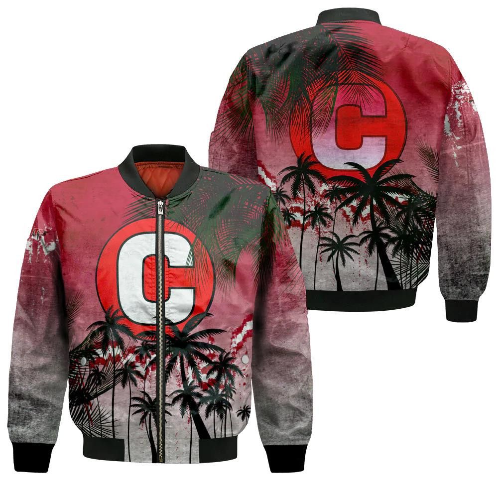 Centenary Gentlemen Bomber Jacket 3D Printed Coconut Tree Tropical Grunge