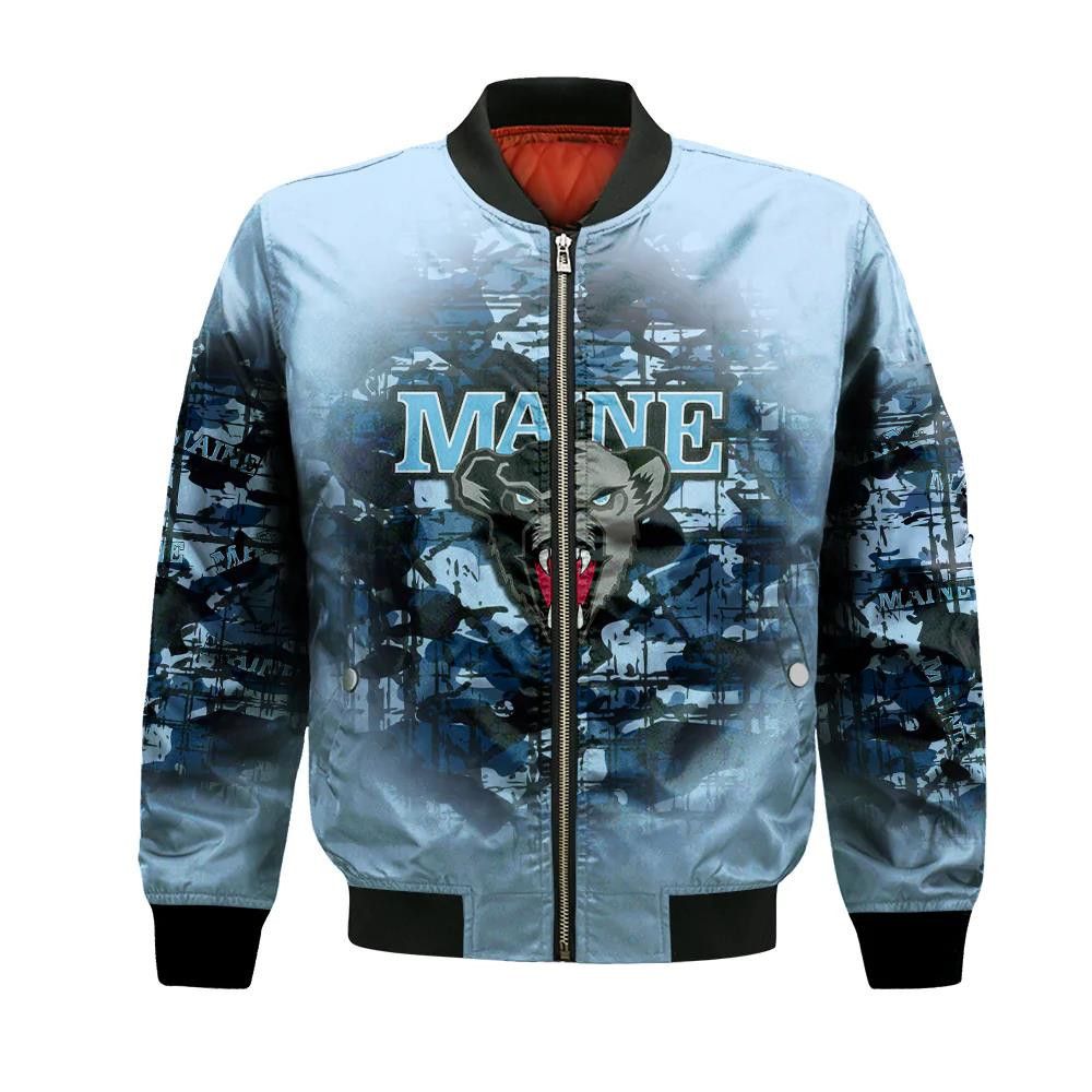Maine Black Bears Bomber Jacket 3D Printed Camouflage Vintage