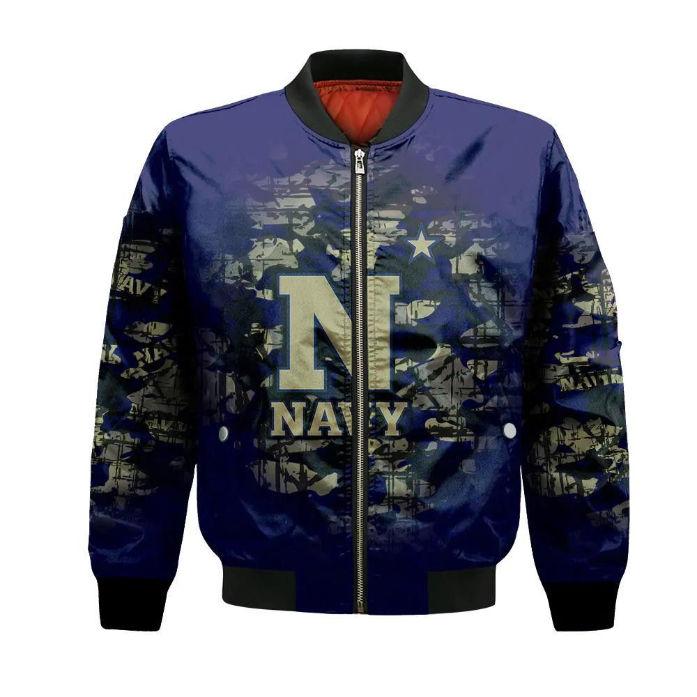 Navy Midshipmen Bomber Jacket 3D Printed Camouflage Vintage
