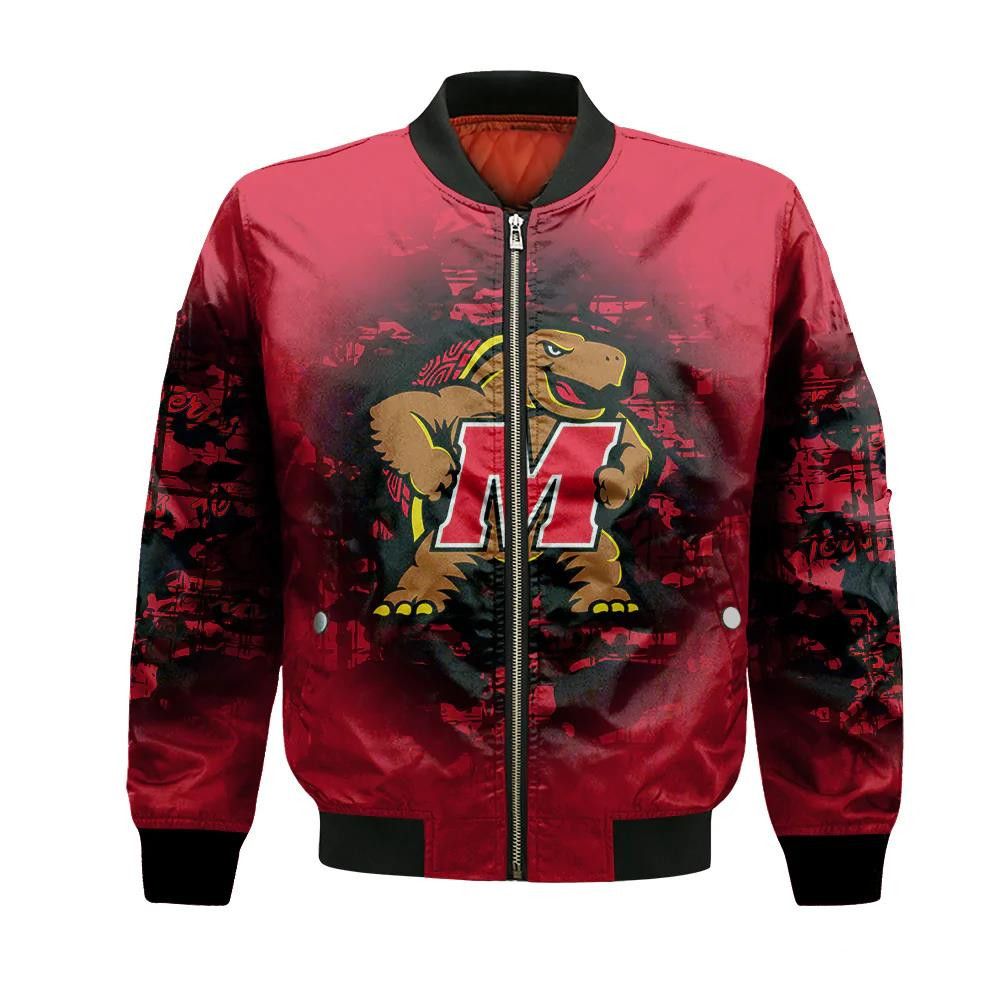 Maryland Terrapins Bomber Jacket 3D Printed Camouflage Vintage