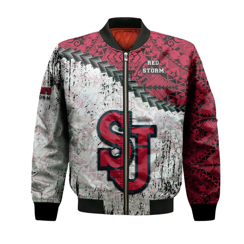 St. John’S Red Storm Bomber Jacket 3D Printed Grunge Polynesian Tattoo