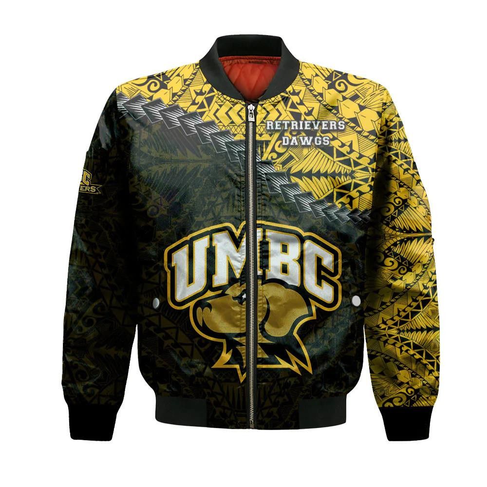 Umbc Retrievers Bomber Jacket 3D Printed Grunge Polynesian Tattoo