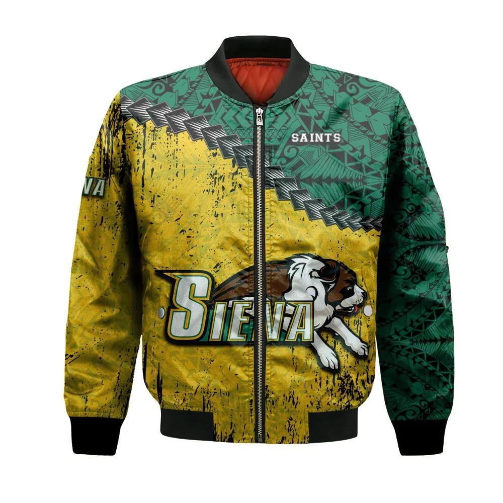 Siena Saints Bomber Jacket 3D Printed Grunge Polynesian Tattoo