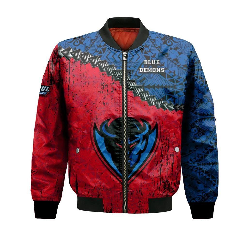 Depaul Blue Demons Bomber Jacket 3D Printed Grunge Polynesian Tattoo