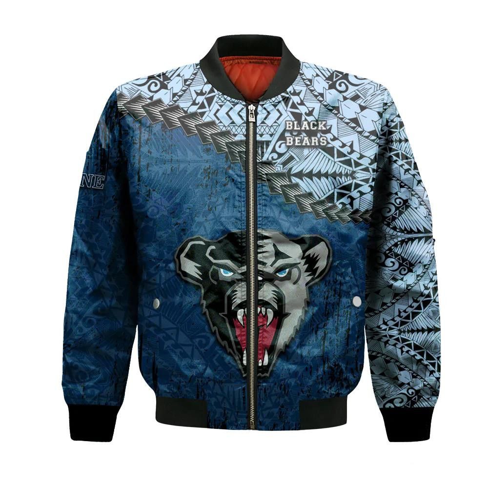 Maine Black Bears Bomber Jacket 3D Printed Grunge Polynesian Tattoo