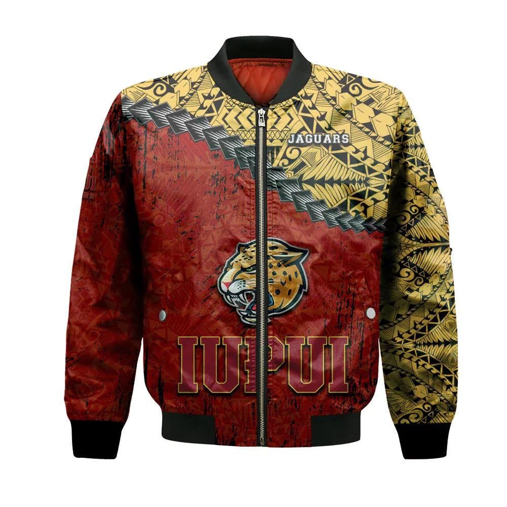 Iupui Jaguars Bomber Jacket 3D Printed Grunge Polynesian Tattoo