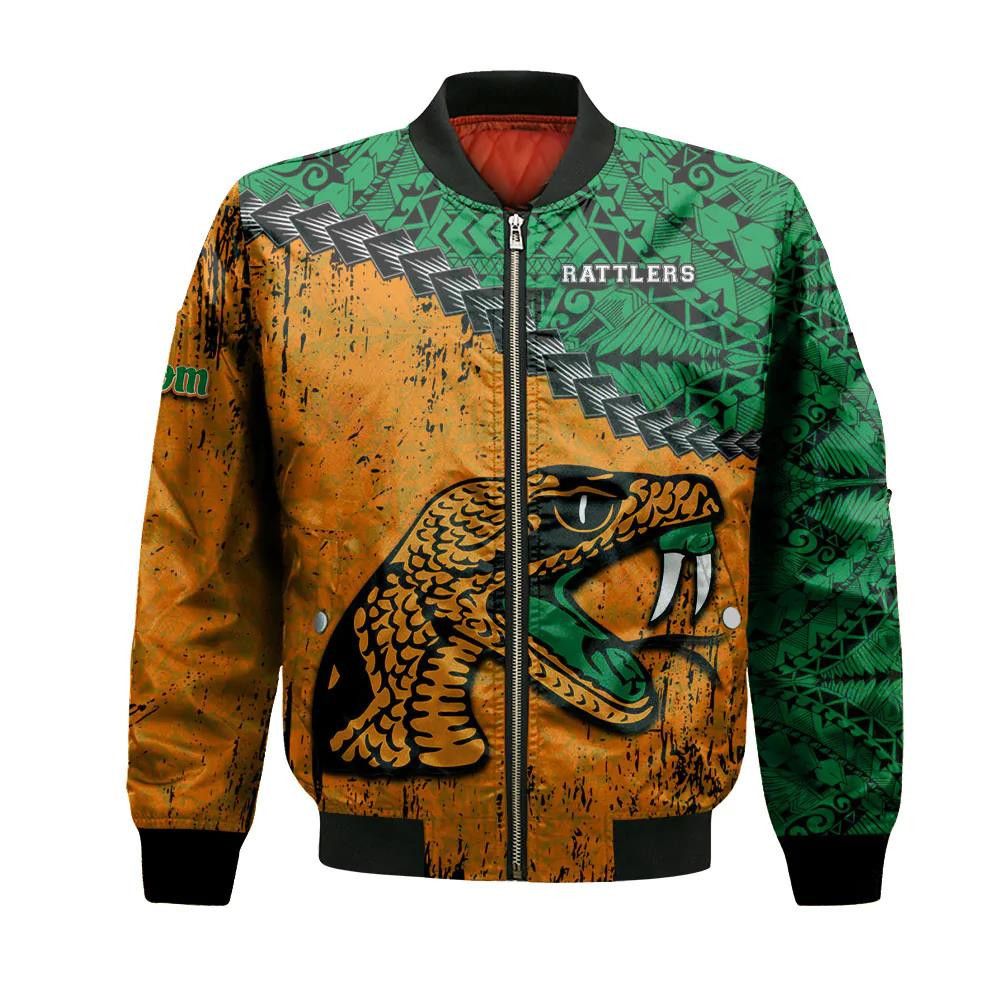 Florida A_M Rattlers Bomber Jacket 3D Printed Grunge Polynesian Tattoo