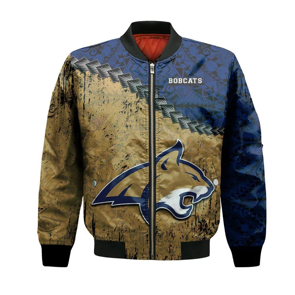 Montana State Bobcats Bomber Jacket 3D Printed Grunge Polynesian Tattoo