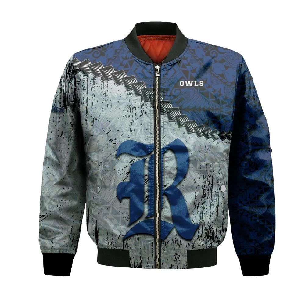 Rice Owls Bomber Jacket 3D Printed Grunge Polynesian Tattoo