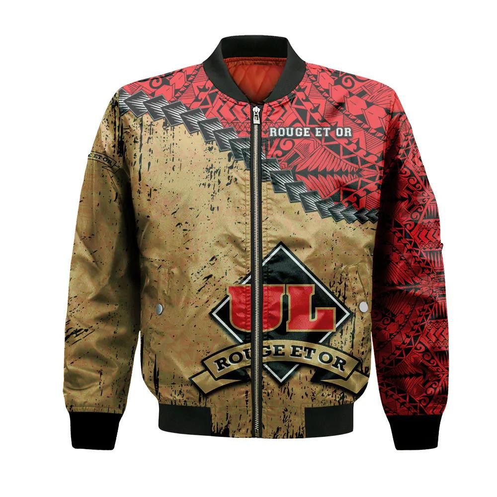 Laval Rouge Et Or Bomber Jacket 3D Printed Grunge Polynesian Tattoo