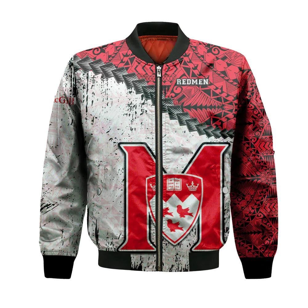 Mcgill Redmen Bomber Jacket 3D Printed Grunge Polynesian Tattoo