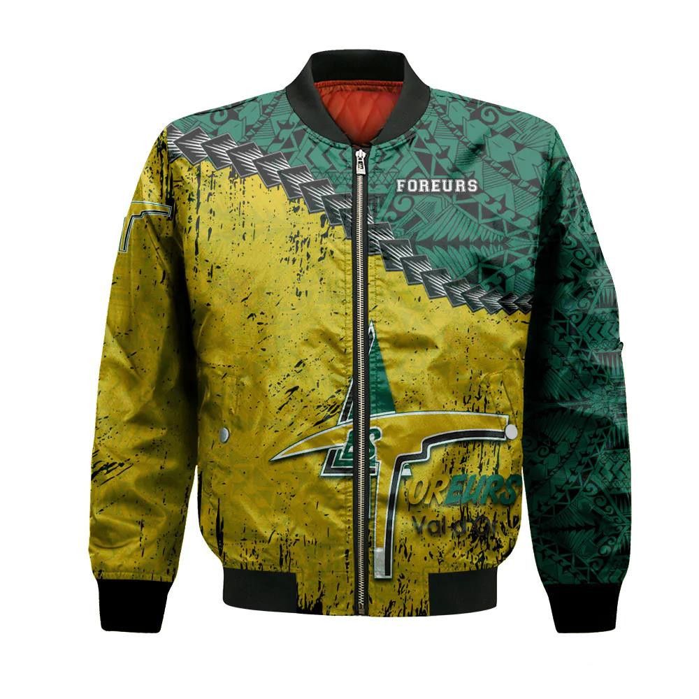 Val-D Or Foreurs Bomber Jacket 3D Printed Grunge Polynesian Tattoo