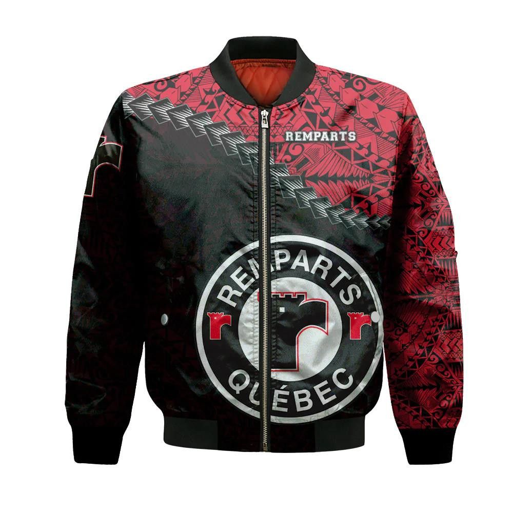 Qu?Bec Remparts Bomber Jacket 3D Printed Grunge Polynesian Tattoo